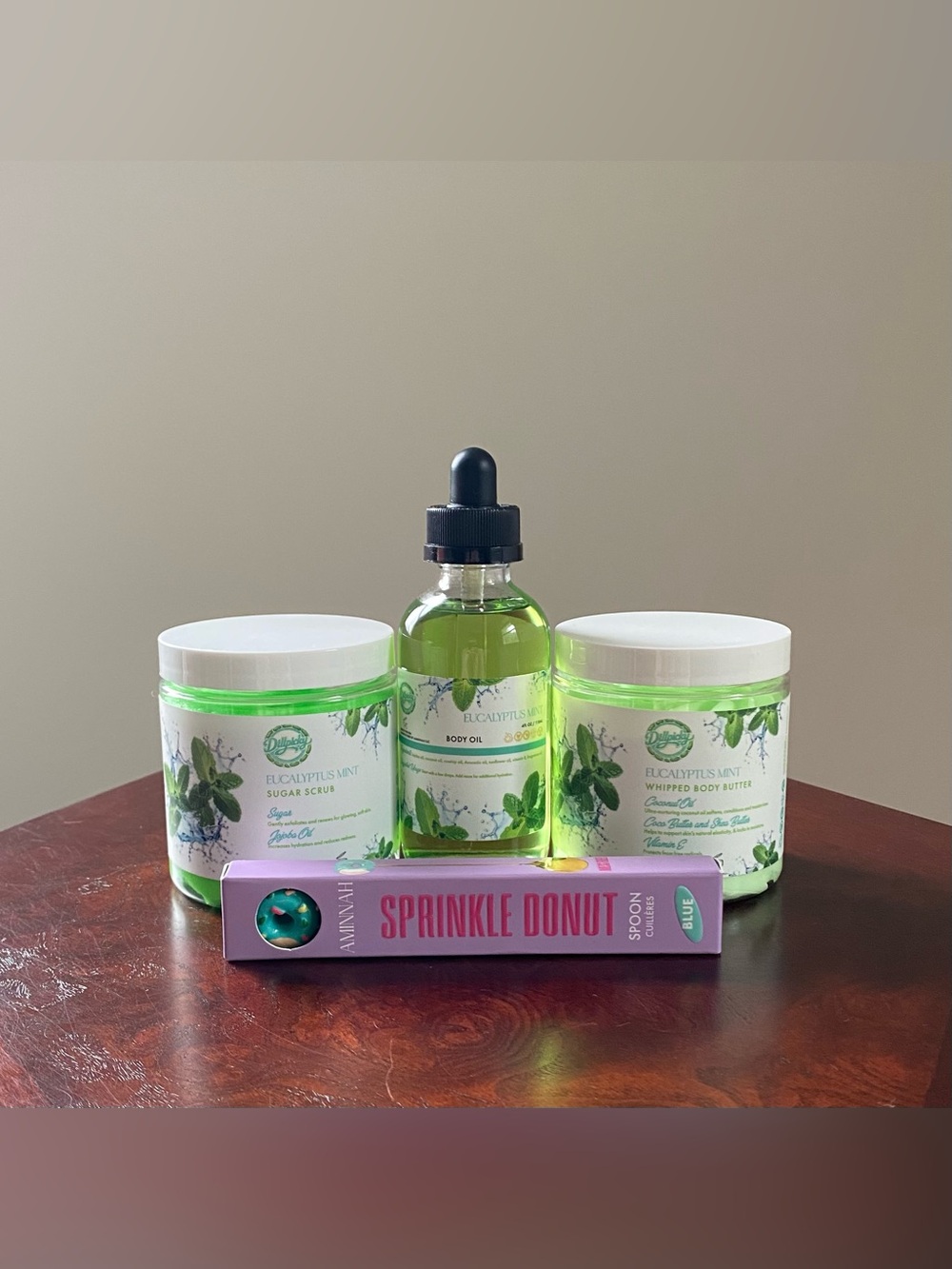 Dillpicky - Eucalyptus Mint Sugar Scrub, Body Oil & Body Butter with Spoon